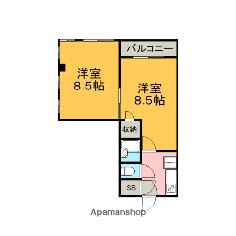 グランドールワタナベⅡ(2K/3階)の間取り写真