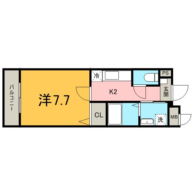 シャン・ド・フルール(1K/1階)の間取り写真