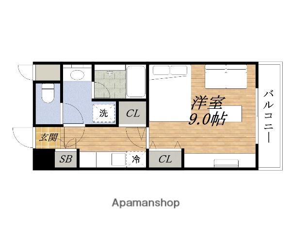 アスール江坂(1K/9階)の間取り写真