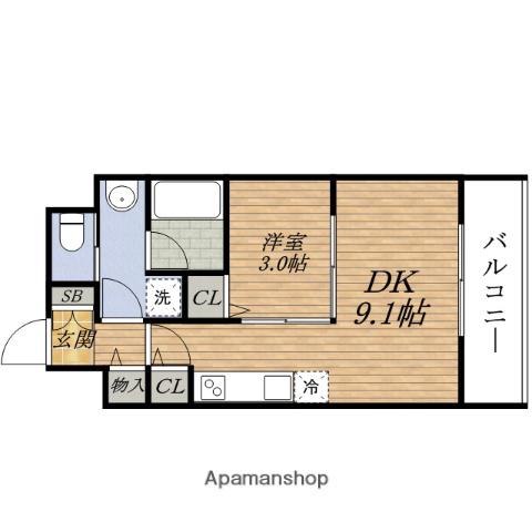 KONISHIマンション(1DK/8階)の間取り写真