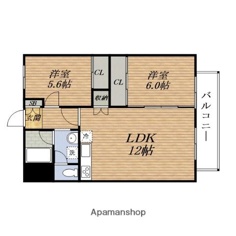 グリースシャトー桃山台(2LDK/5階)の間取り写真