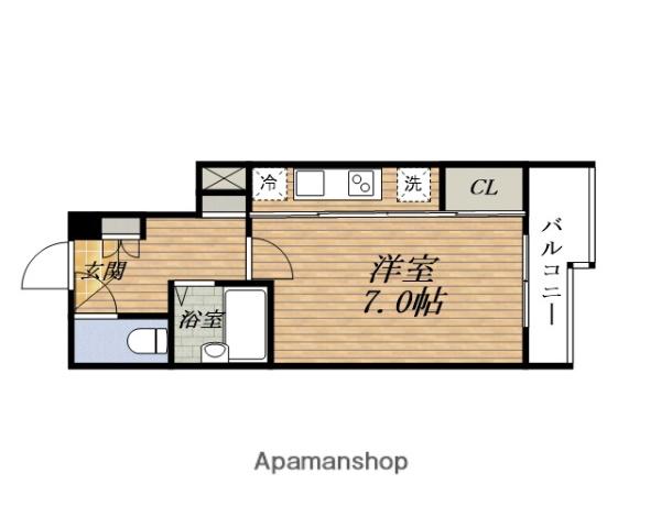 ドゥーエESAKAⅠ(ワンルーム/5階)の間取り写真