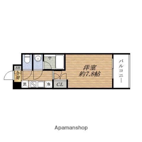 パークフラッツESAKA(1K/13階)の間取り写真