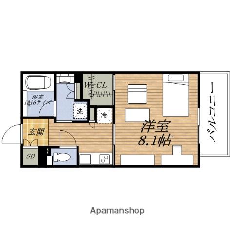 セイルESAKAKOUEN(1K/2階)の間取り写真