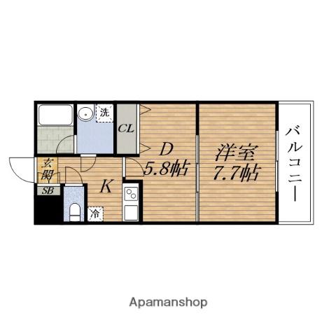 レフィーナカルムESAKA(1DK/8階)の間取り写真