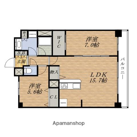 セノアタワー新大阪旧グランルクレ新大阪(2LDK/15階)の間取り写真