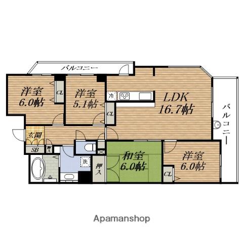 セレッソコート千里中央アネックス(4LDK/2階)の間取り写真