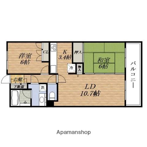 イトーピア江坂BALFLAT(2LDK/11階)の間取り写真