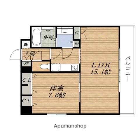 レジディアESAKA(1LDK/13階)の間取り写真