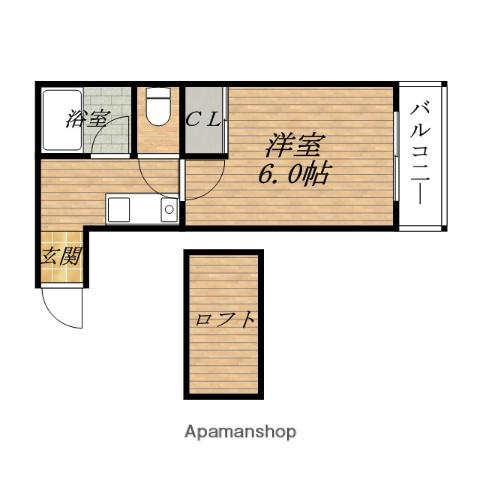 パールハウス(1K/2階)の間取り写真