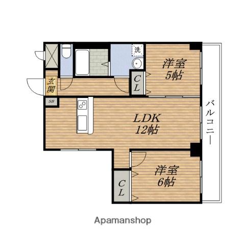 AKATUKIハイツ(2LDK/6階)の間取り写真