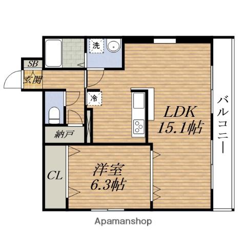 AKATUKIハイツ(1LDK/7階)の間取り写真