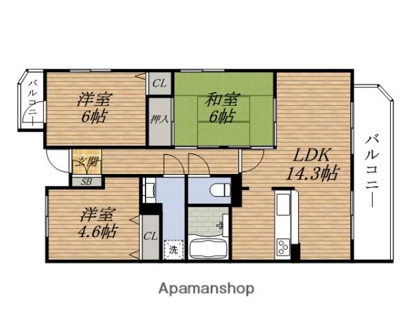 吹田野村ハイツ(3LDK/3階)の間取り写真