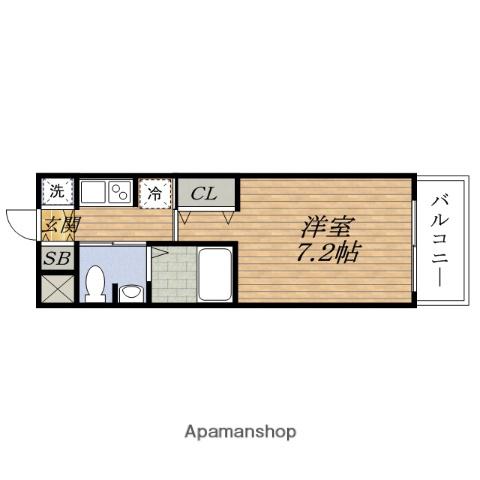 ドゥーエESAKAⅡ(1K/8階)の間取り写真