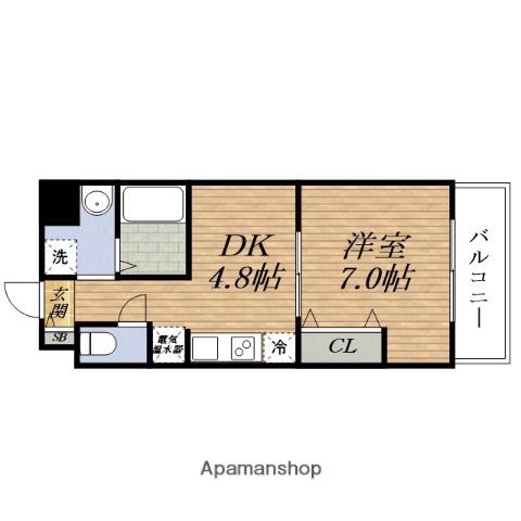 第17セキネマンション(1DK/9階)の間取り写真