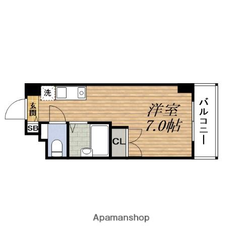 プレリュード江坂(ワンルーム/4階)の間取り写真