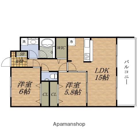 アンフィニXⅡESAKAGRDEN(2LDK/3階)の間取り写真