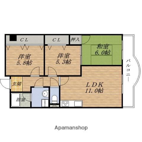 エスペランス春日(3LDK/4階)の間取り写真