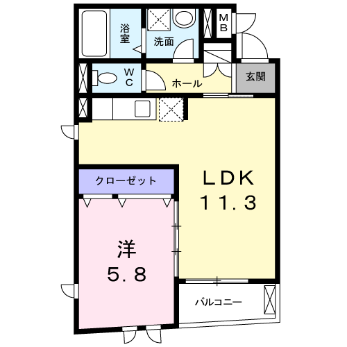 NEO COURT 藤(1LDK/2階)の間取り写真