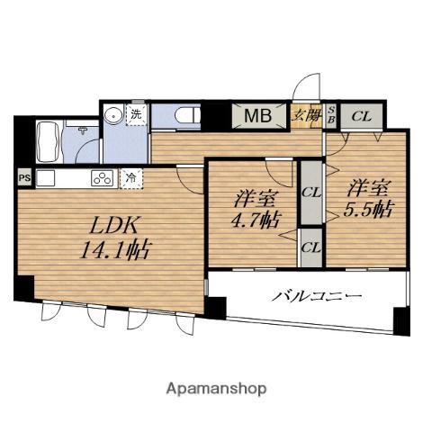ラ・シャルム ESAKAKOEN(2LDK/5階)の間取り写真