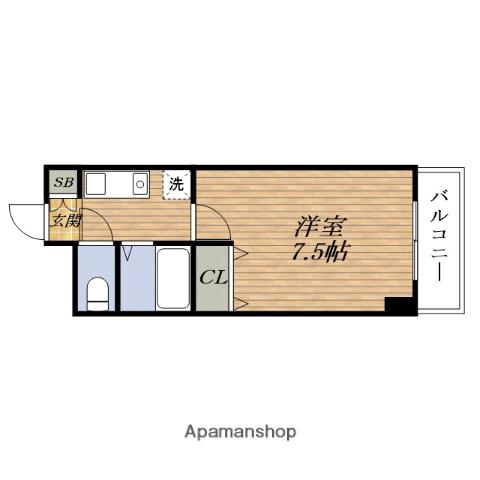 ハートランドウエスト(1K/6階)の間取り写真