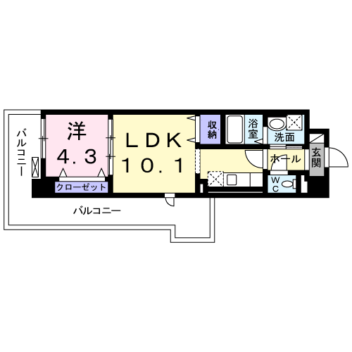 サンプラザ茨木(1LDK/4階)の間取り写真