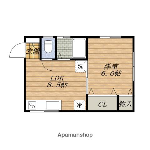 第2石田コーポ(1LDK/2階)の間取り写真