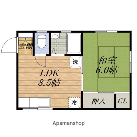 第2石田コーポ(1LDK/1階)の間取り写真