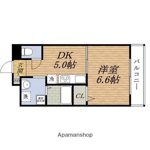 第12セキネマンション(1DK/8階)の間取り写真