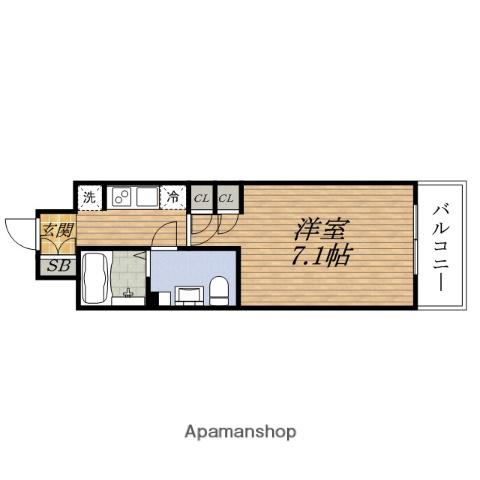 ミュプレESAKA(1K/6階)の間取り写真