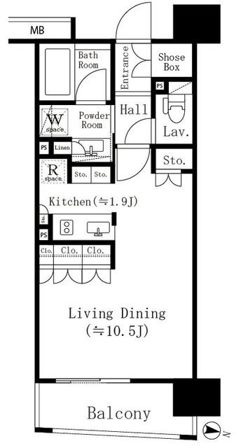 パークアクシス梅田(ワンルーム/9階)の間取り写真