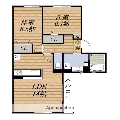 クレール MOMOYAMADAI(2LDK/1階)の間取り写真