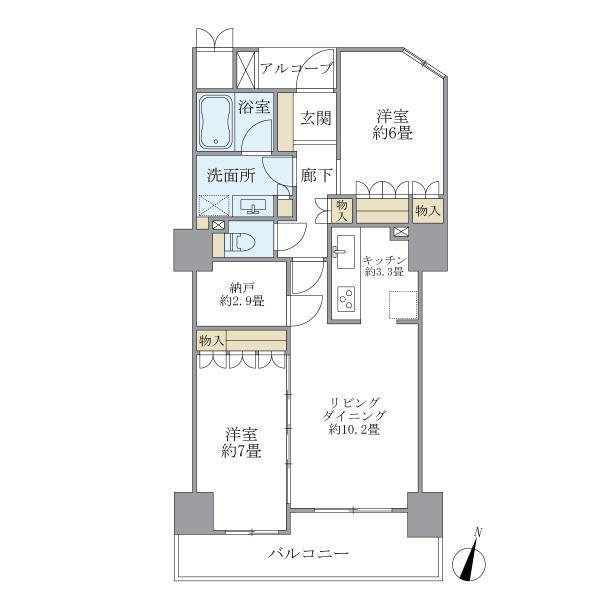 福島ガーデンズタワー(2SLDK/26階)の間取り写真