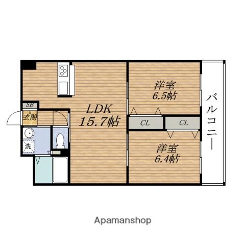 第23セキネマンション(2LDK/5階)の間取り写真
