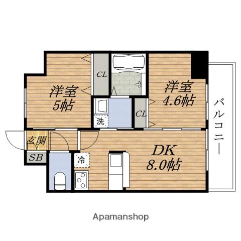 エステムコート新大阪9グランブライト(2DK/10階)の間取り写真
