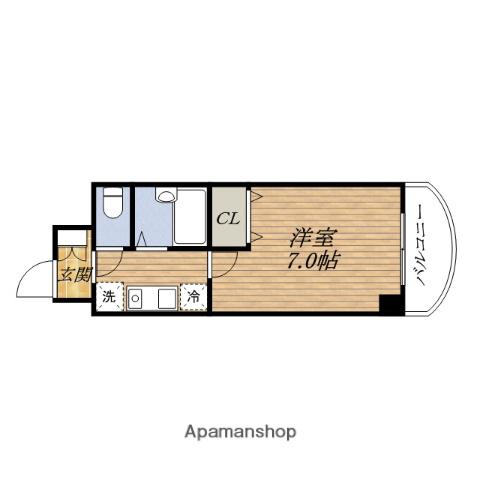 ノルデンハイム東三国ⅢB(1K/2階)の間取り写真