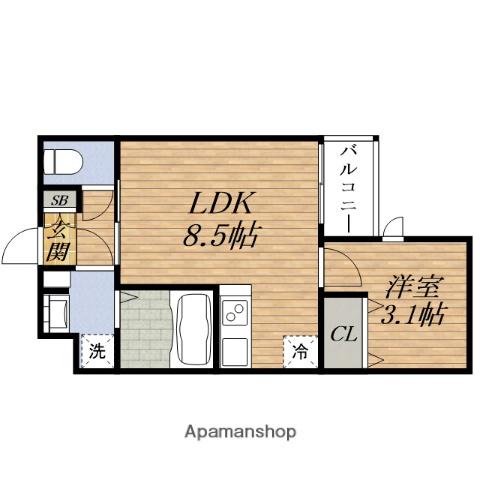 アヴェニール蛍池南町(1LDK/2階)の間取り写真