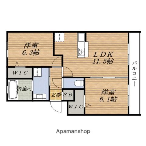 M&M GRACIA(2LDK/1階)の間取り写真