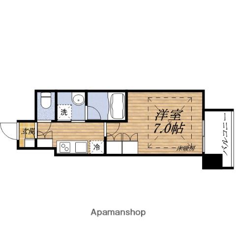 アーバネックスESAKAHIROSHIBA(1K/8階)の間取り写真