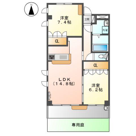 BRAVOURE(2LDK/1階)の間取り写真