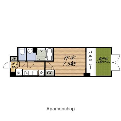 ディームスESAKA(1K/1階)の間取り写真
