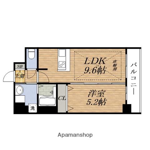 ディームスESAKA(1LDK/1階)の間取り写真