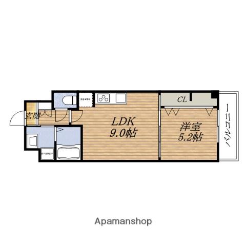 ハーヴェストESAKA(1LDK/6階)の間取り写真