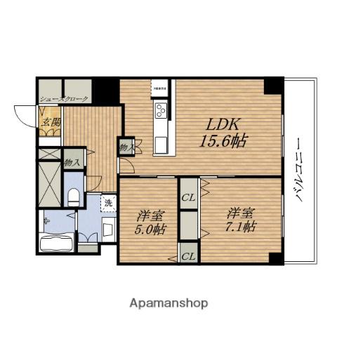 グランセジュールESAKA(2LDK/10階)の間取り写真