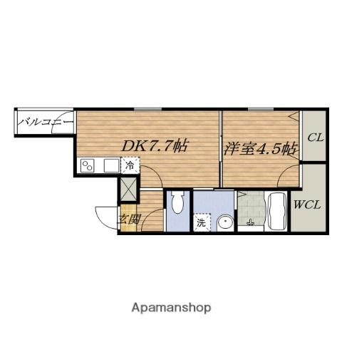 フジパレス瑞光XⅠ番館(1DK/1階)の間取り写真