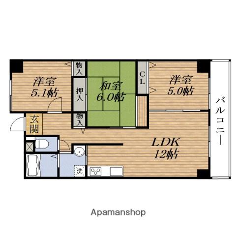 グランベール桃山台(3LDK/4階)の間取り写真
