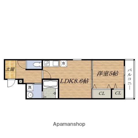 FUJIPALACE内本町Ⅲ番館(1LDK/3階)の間取り写真
