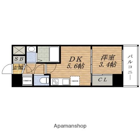SERENITE新大阪カルム(1DK/13階)の間取り写真