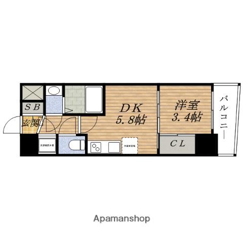 SERENITE新大阪カルム(1DK/11階)の間取り写真