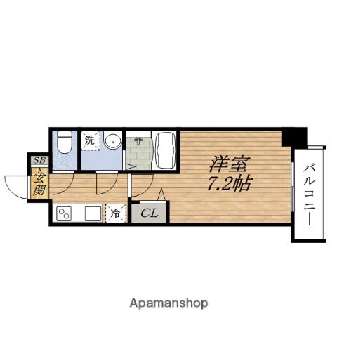 オーキッドレジデンス新大阪旧S-RESIDENCE新大阪LUN(1K/2階)の間取り写真